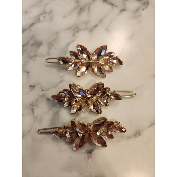 Set Of 3 Crystal Rhinestone Butterfly Hair Clips - Picture 1 of 5